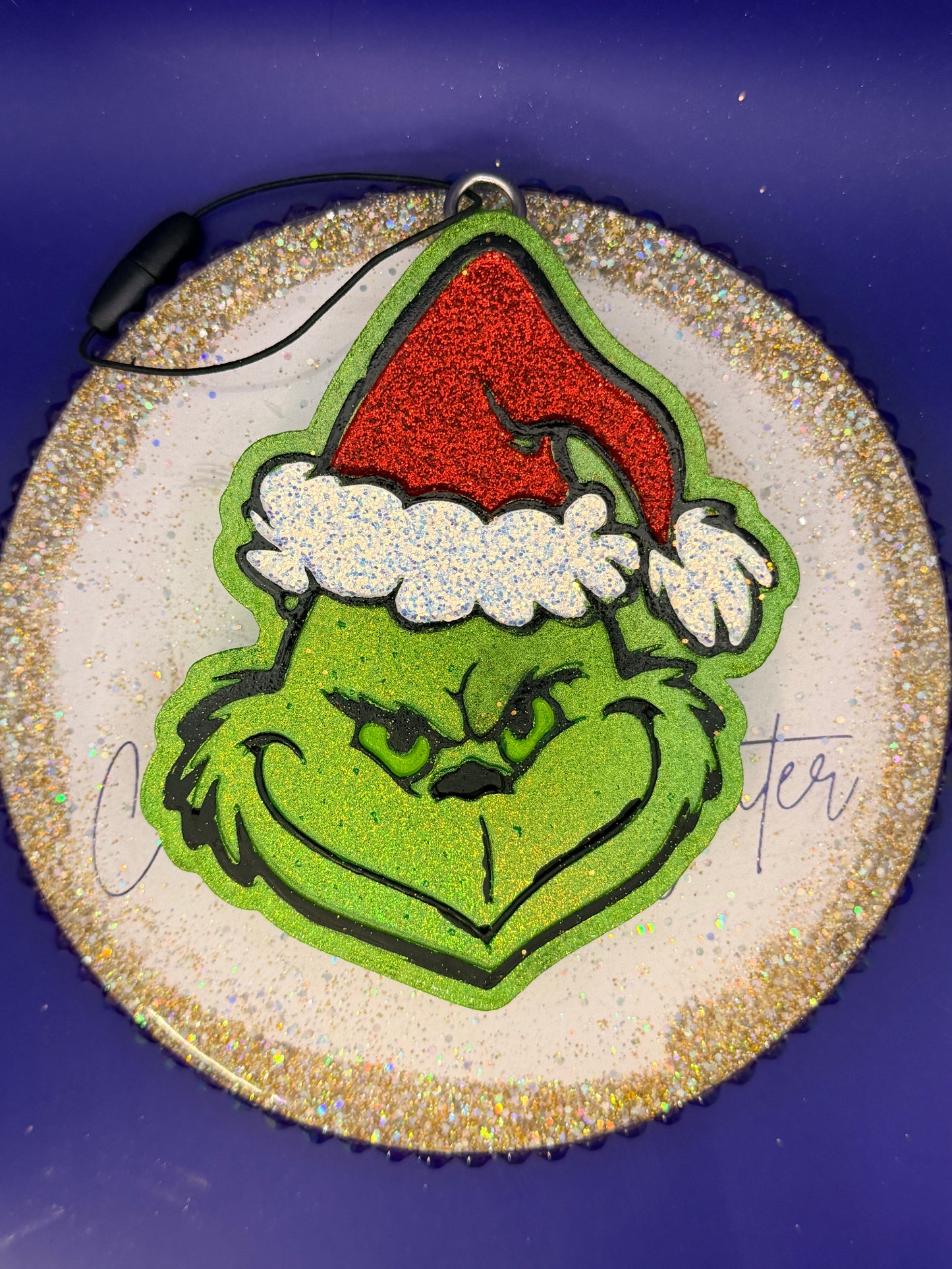 Grinch face with Santa hat
