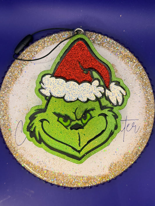 Grinch face with Santa hat