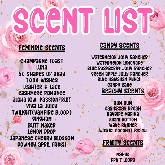 Freshie Scent List